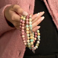 108 Mala Rhodonite Amazonite Beads Lotus Bracelet