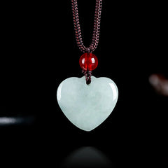 Jade Heart Prosperity Necklace Pendant