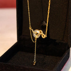 Chalcedony Peace Buckle 925 Sterling Silver Snake Year Harmony Necklace Pendant