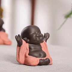 Always Smiling Purple Clay Laughing Buddha Statue Decoration