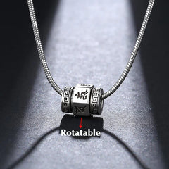 Tibetan Om Mani Padme Hum Peace Rotatable Pendant Necklace