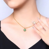 Oval Turquoise Titanium Steel Necklace Pendant