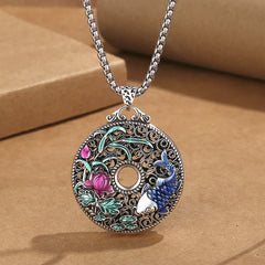 Koi Fish Lotus Peace Buckle Fu Character Wealth Luck Necklace Pendant
