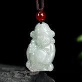 Natural Jade Wealth God Ingot Luck Necklace Pendant