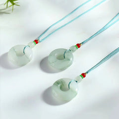 Natural Jade Peace Buckle Prosperity Necklace Pendant