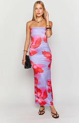 Arizona Purple Floral Print Maxi Dress