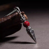 Cinnabar Sanskrit Dorje Vajra Pattern Blessing Necklace Pendant