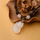 Chalcedony Fox Pink Crystal Bead Harmony String Necklace Pendant