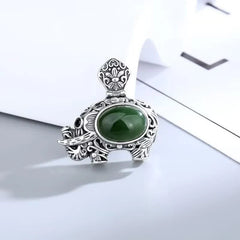 925 Sterling Silver Cyan Jade Elephant Success Necklace Pendant