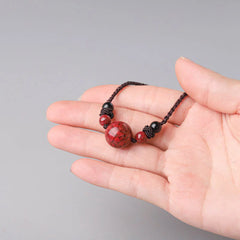 Natural Cinnabar Stone Bead Blessing Necklace Pendant
