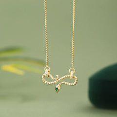 999 Sterling Silver Snake Coiling Infinite Symbol Blessing Necklace Pendant