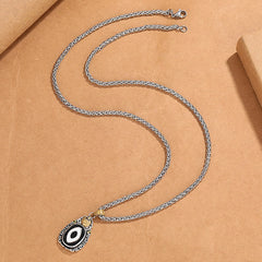 Renbeads Tibet Dzi Bead Garuda Pattern Copper Metal Wealth Necklace Pendant