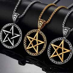 Renbeads Pentagram Titanium Steel Balance Necklace Pendant