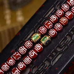 108 Beads Natural Red Agate Dzi Bead Self-acceptance Mala