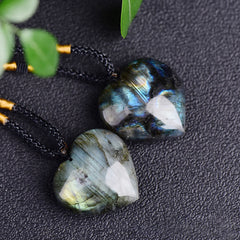 Labradorite Heart Support Necklace Pendant