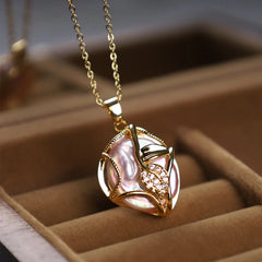 18K Gold Plated Copper Natural Baroque Pearl Flower Sincerity Necklace Pendant