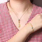 925 Sterling Silver White Jade Water Drop Chain Necklace Pendant Bracelet