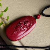 Laughing Buddha Yin Yang Chinese Zodiac Gourd Natural Cinnabar Blessing Necklace Pendant