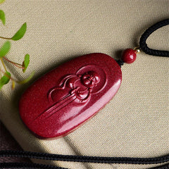 Laughing Buddha Yin Yang Chinese Zodiac Gourd Natural Cinnabar Blessing Necklace Pendant