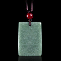 Formless Buddha Square Jade Amulet String Necklace Pendant
