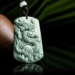 Year of the Dragon Chinese Zodiac Dragon Jade Success Amulet Necklace Pendant