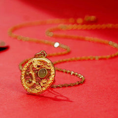 925 Sterling Silver Year Of The Dragon Auspicious Clouds Hetian Jade Inlaid Luck Necklace Pendant