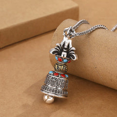 Tibetan Om Mani Padme Hum Vajra Bell Strength Necklace Pendant