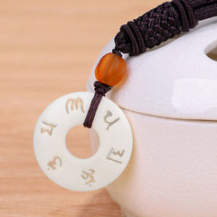 Ivory Fruit Om Mani Padme Hum Engraved Protection Necklace Pendant