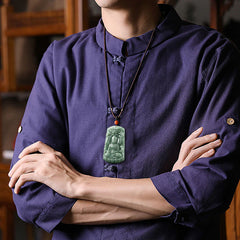 Tathagata Buddha Dragon Jade Amulet String Necklace