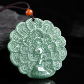 Natural Jade Peacock Luck and Prosperity Necklace Pendant