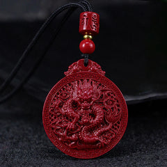 Year of the Dragon Natural Cinnabar Dragon Protection Necklace Pendant