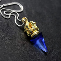 Tibetan Dorje Vajra 4 Prong Lotus Liuli Crystal Strength Necklace Pendant