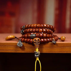Tibet 108 Beads Yak Bone Dzi Bead Mala for Strength