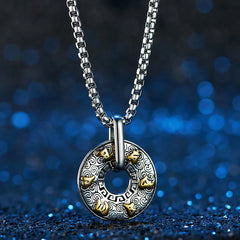 Tibetan Om Mani Padme Hum Peace Buckle Creative Necklace Pendant