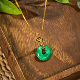 Cyan Jade Peace Buckle Healing Luck Necklace Pendant