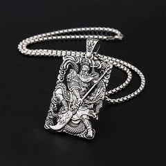 Guan Gong Dragon Auspicious Clouds Wealth Necklace Pendant