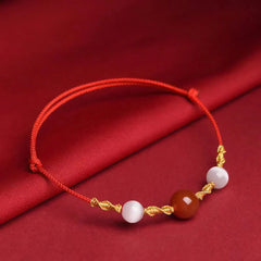 Natural Red Agate Cat Eye Calm Braided String Bracelet and Necklace Pendant
