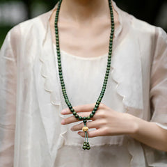 108 Mala Beads Green Sandalwood Boxwood Lotus Positive Bracelet