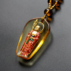 Ksitigarbha Buddha Liuli Crystal Compassion Amulet Necklace Pendant