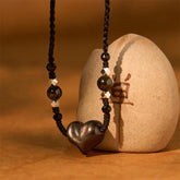 Natural Silver Sheen Obsidian Heart Necklace Pendant
