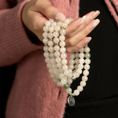 108 Mala Beads Natural Jade Lotus Luck Bracelet
