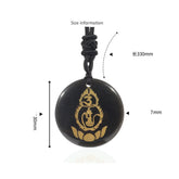 Gourd Lotus Pedestal Pattern Mantra Natural Various Crystal Black Obsidian Fulfilment Necklace Pendant