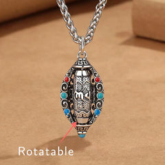 Tibetan Om Mani Padme Hum Rotatable Necklace Pendant