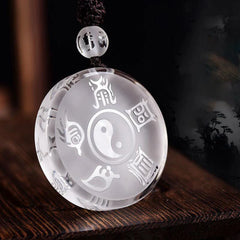 Renbeads Taoism Five Sacred Mountains Yin Yang Symbol Liuli Crystal Balance Necklace Pendant Key Chain