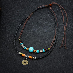 Turquoise Dzi Bead Protection Necklace