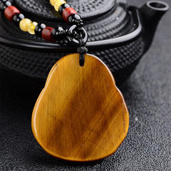 Tiger's Eye Laughing Buddha Blessing Necklace