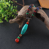 Wenge Wood Turquoise Stone Protection Calm Necklace Pendant