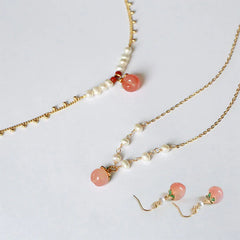 Gold-plated Copper Natural Agate Pearl Positive Jewelry Set