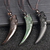 Natural Black Obsidian Ice Obsidian Rainbow Obsidian Wolf Tooth Pattern Necklace Pendant