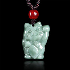 Lucky Cat Jade Abundance Necklace Pendant